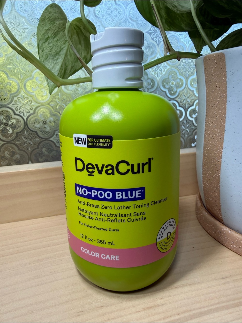 DevaCurl No-Poo Anti Brass Zero Lather Toning Cleans for color treated curls New